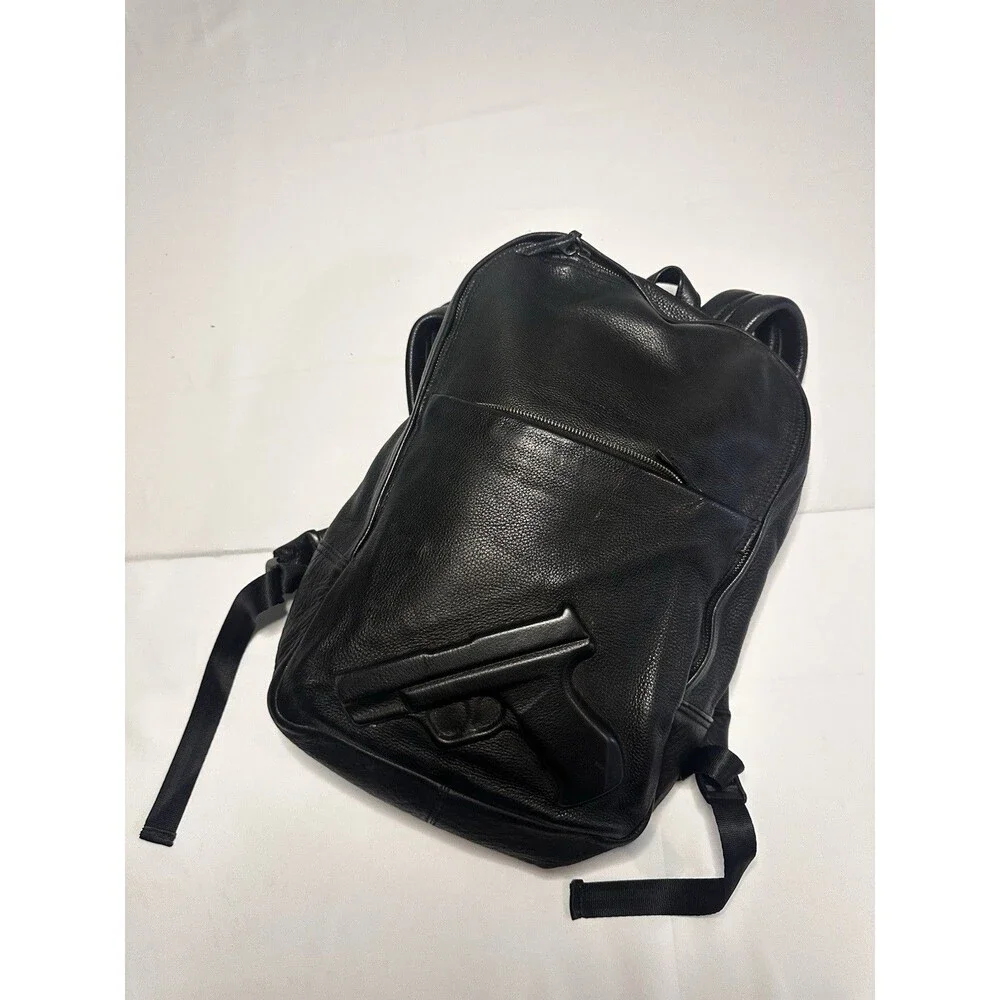 VLIEGER & VANDAM Black Leather Gun Backpack